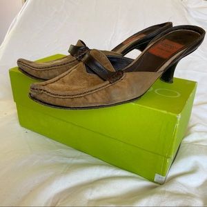 Goffredo Fantini Tan Suede High-heel Mules, sz. 39